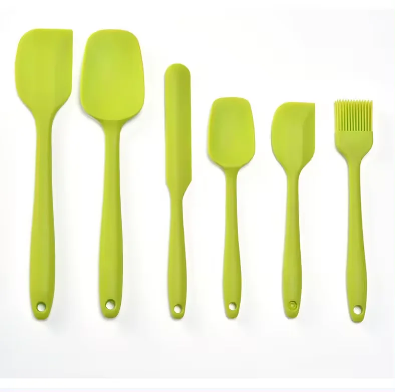 BPA free 6pcs silicone utensil set for baking Food Grade silicone Spatula Scraper brush set baking Cookware set