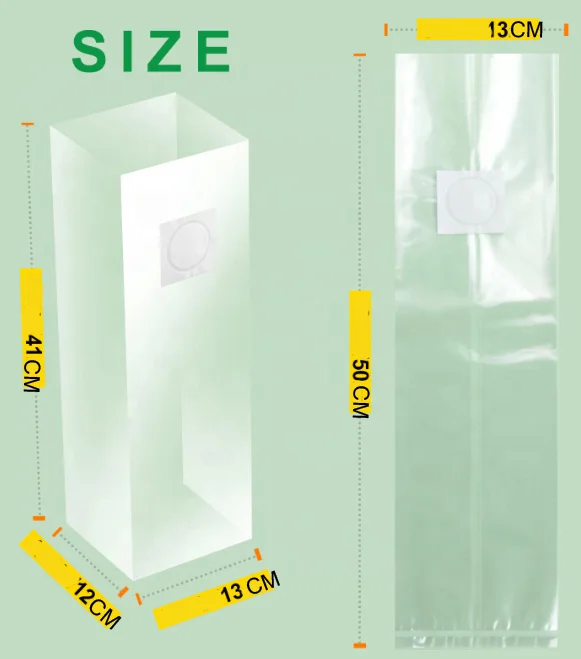 5.1*4.7*19 inch Polypropylene Material Mushroom Cultivating Spawn Incubation Bag with filter patch
