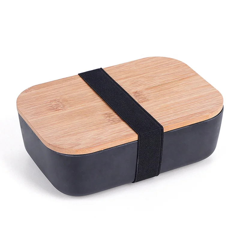 Factory wholesale eco bamboo fiber lunch box with bamboo lid