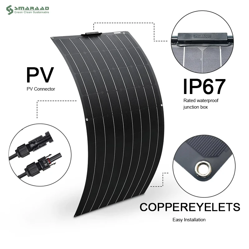 120W 12V Single Crystal Solar Panel Photovoltaic System Energy Storage Power Supply for Roof Car RV Boating Camping