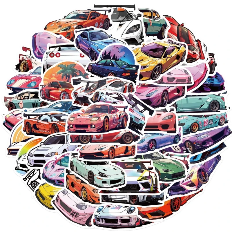 50pcs JDM Sport Car Racing Stickers Water Bottles Laptop Phone Motorcycle Computer Guitar Skateboard Vinyl Sticker