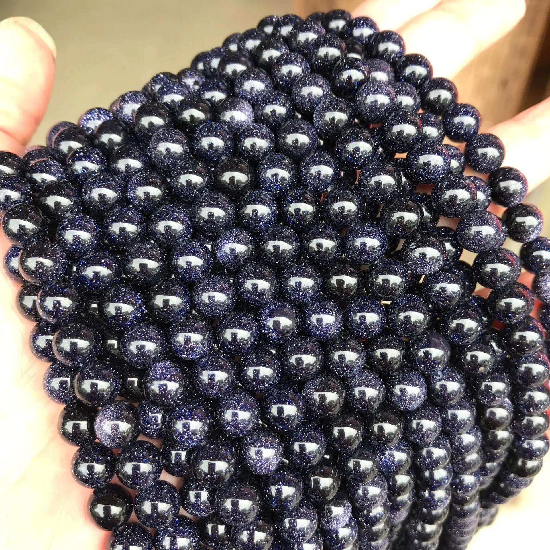 Wholesale Natural Sand Stone Beads Polished Smooth Loose Round Red Blue Mix Golden Sandstone Beads for Jewelry Making