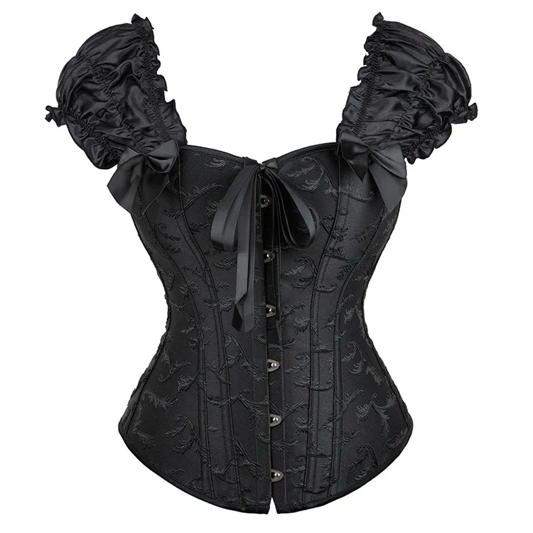 Floral Top Plastic Bones Silk Belt Women Plus Size Lingerie Sexy Latex Bustier Corset
