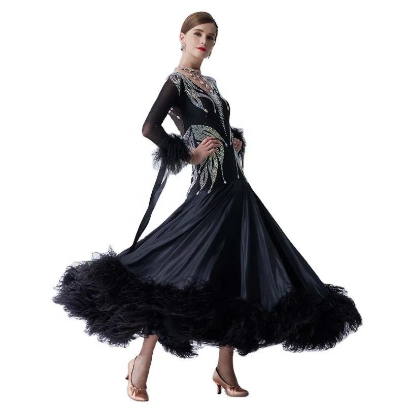 B-19526 Yundance new pearl silk national standard modern dance dress ballroom party dance dress for competition