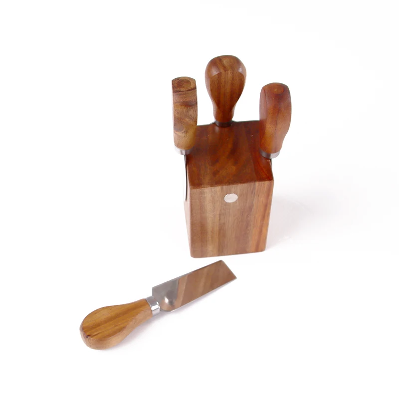 Wholesale Products Acacia Wood Black Cheese Knife Set 4 pieces of tools acacia wood cheese tools cheese knife