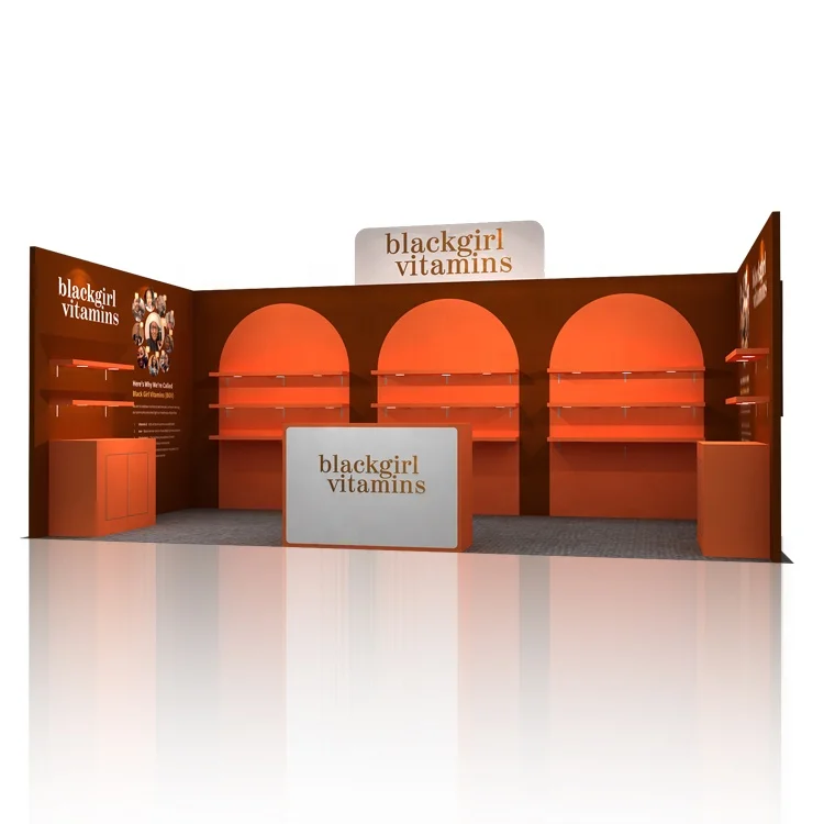 Izexpo 30mins Quick Build 10x20ft Booth High Quality Wine Beauty Expo Booth Custom Cheap Price Wooden Cosmetic Trade Show Booth