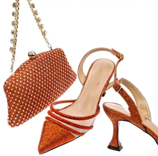 new 8 colors Ladies Party Shoe And Bag Set  Women Wholesale Beautiful Ladies  Design Wedding Party ladies shoes and bags