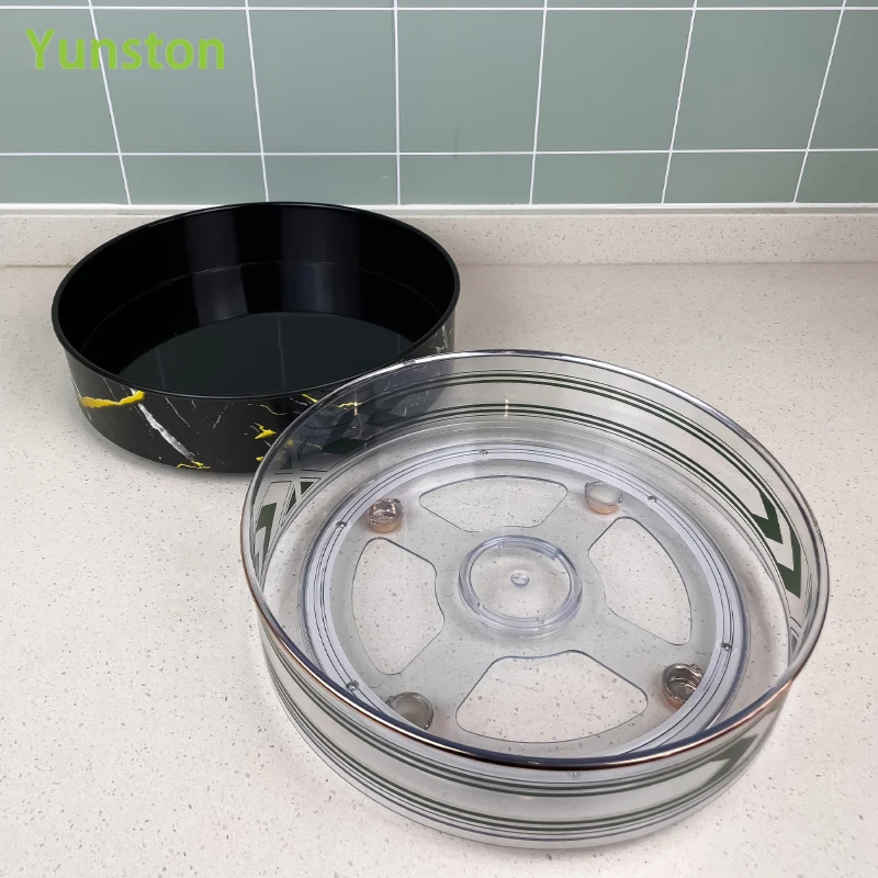 New 360 Degree Plastic Turntable Food Storage Container Makeup Organizer Kitchen Spice Rack Spinning Tray