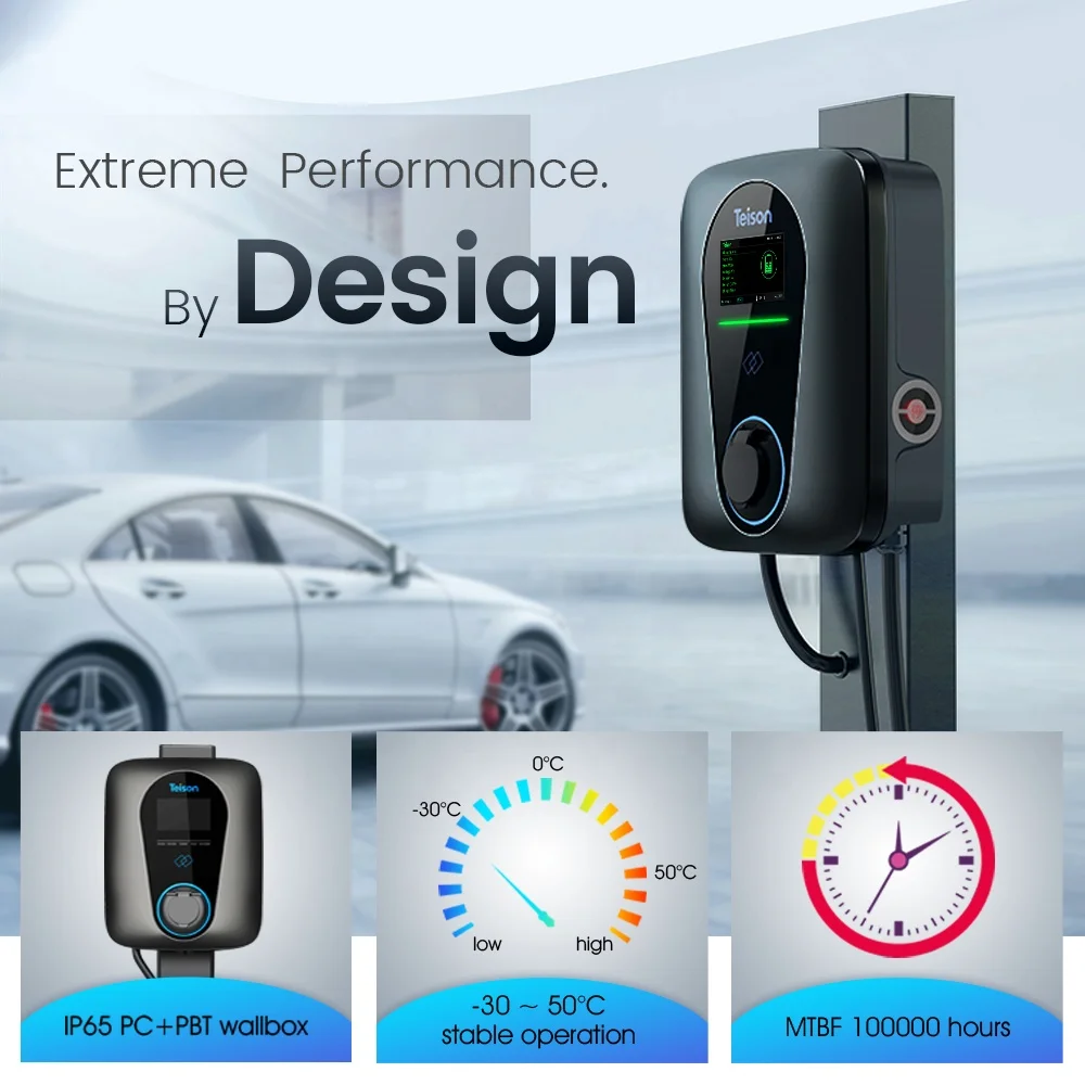Teison CE certified 22KW wallbox 32A type 2 plug IEC 62196 ac ev charger smart OCPP 1.6J wallbox station