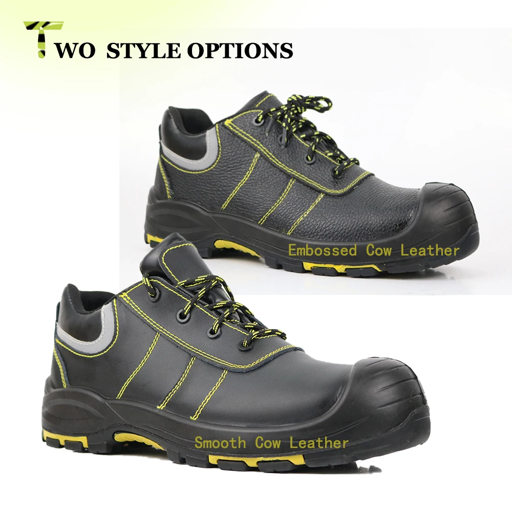S3 genuine leather upper rubber outsole steel toe anti smash anti puncture Strip reflector Stylish safety shoes for man