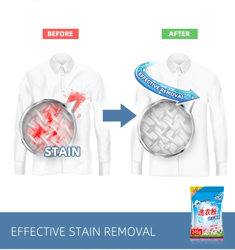 OEM detergent laundry wholesale soap washing powder manufacture cheap storage washing powder 245g