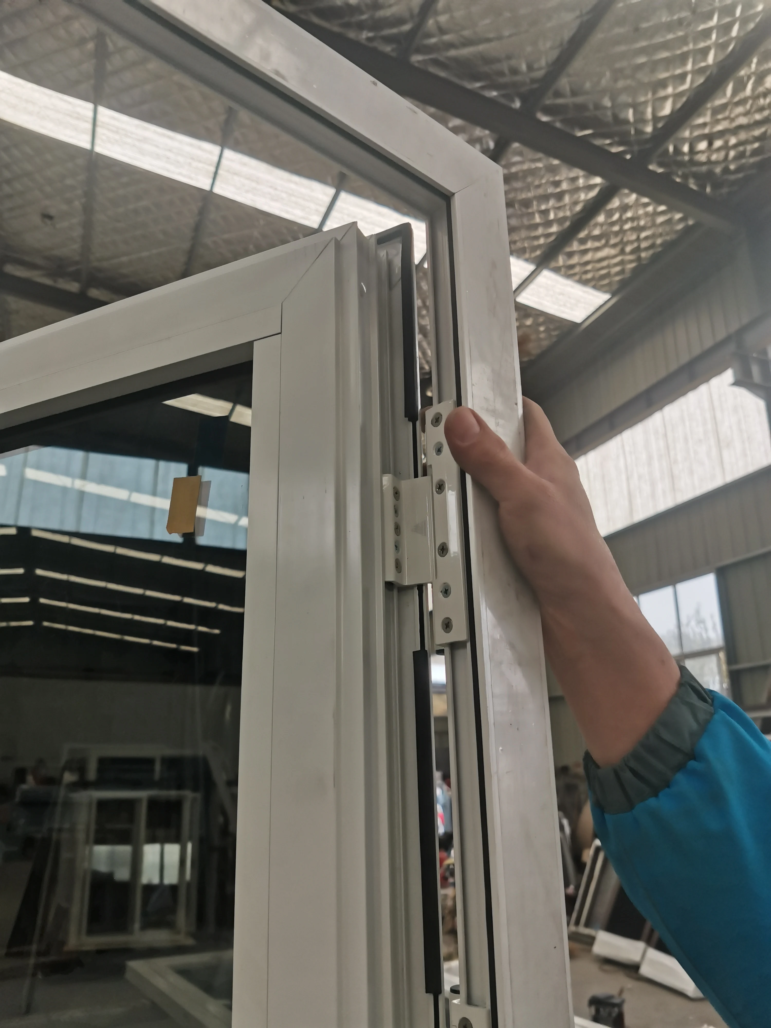 Modern style hurricane impact aluminum doors and windows with grey reflective glass for house