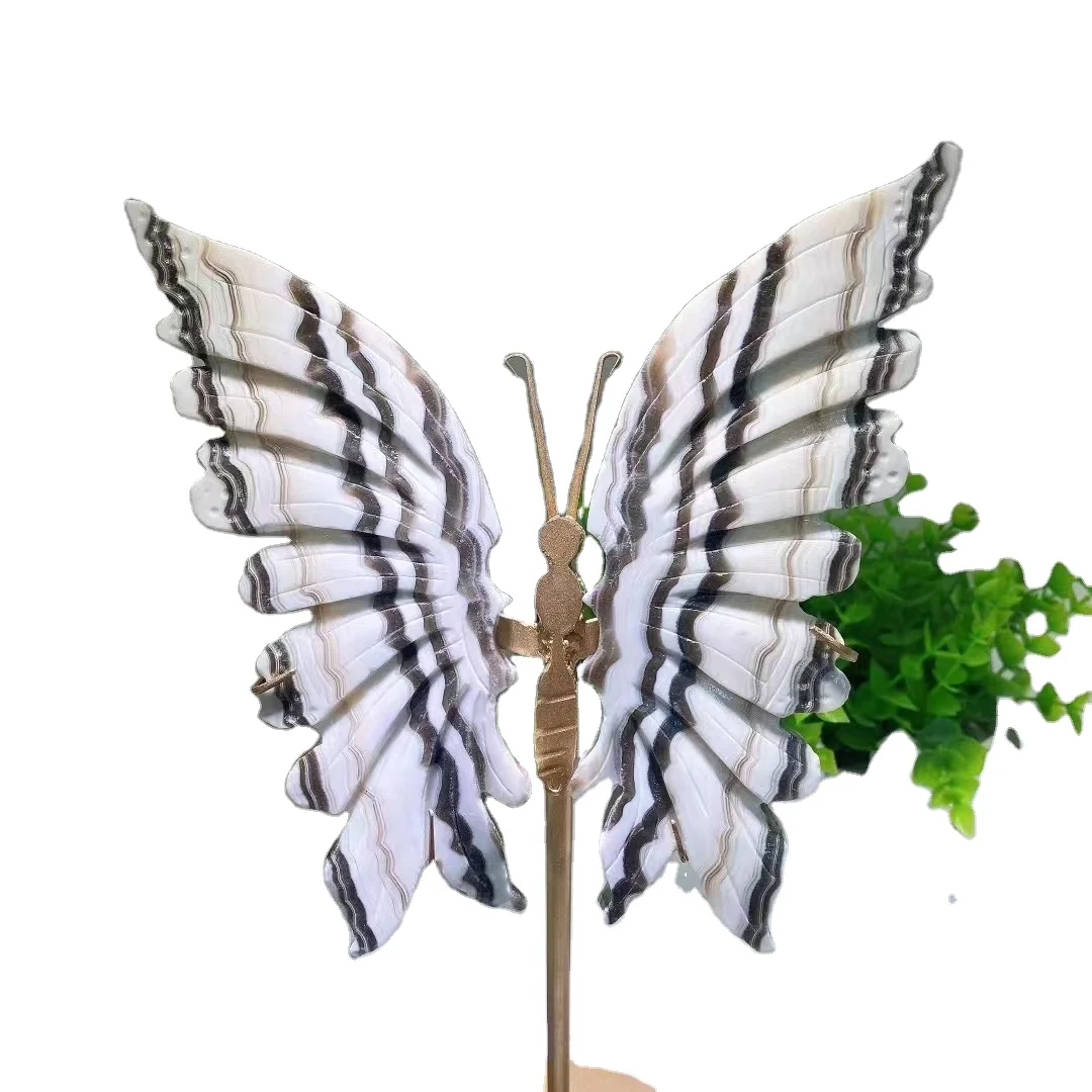 Crystal Angel Wings with Gold Stand Uplifting  carved mix materials Feminine Energy Healing Craft Quartz Empowering