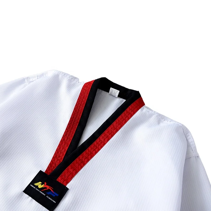 
High quality cotton Ribbed fabric training wtf taekwondo uniform 