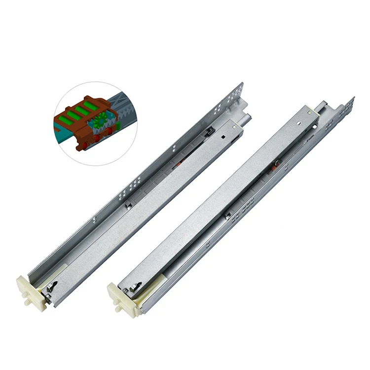 Hidden Slide Rail Support Bottom Buffer Mute Self-Closing Drawer Track Damping Three-Section Rail