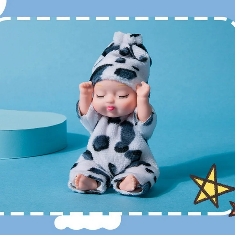 8PCS tiny dolls silicone princess mini dolls with handmade clothes cute mini sleeping dolls