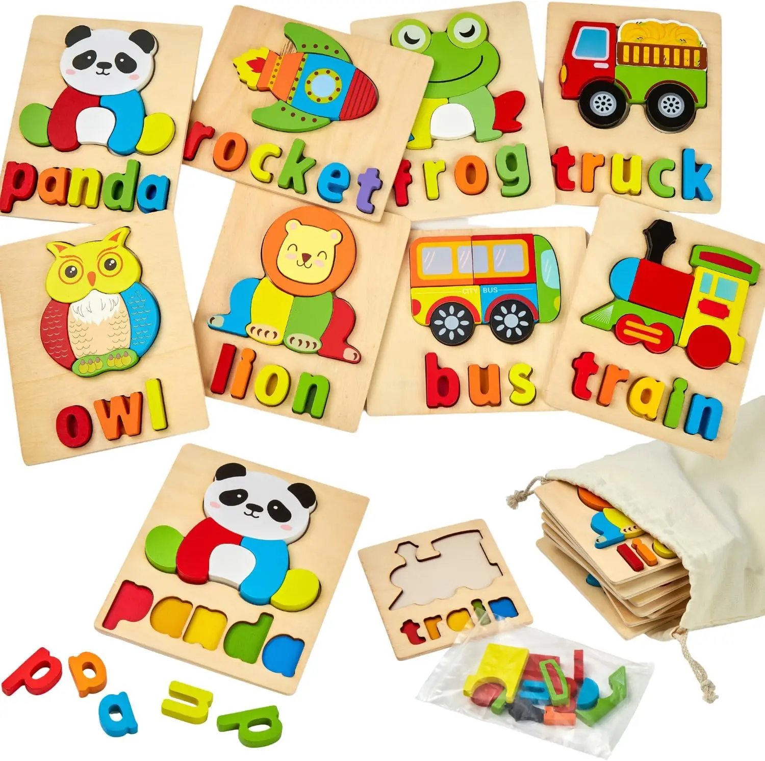 Preschool Learning Activities Educational Montessori Toys Wooden Colorful Toddler Puzzles for Kids
