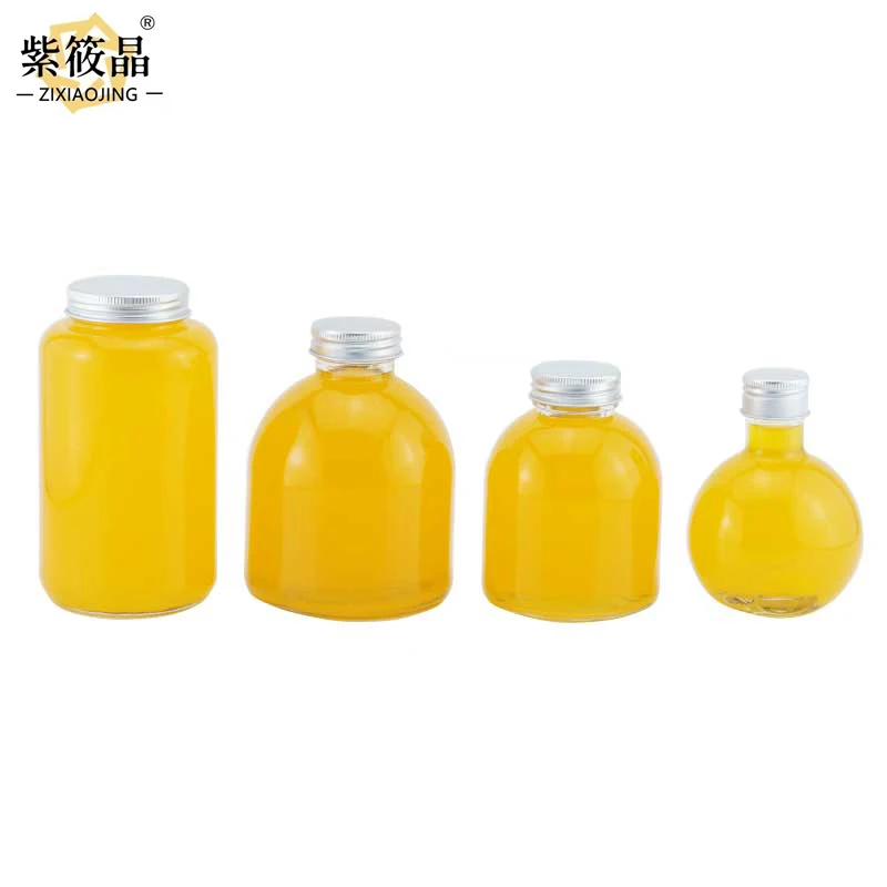 Wholesale 300ml creative modeling glass net red drink bottle transparent fruit juice bottle milk tea big belly bottle