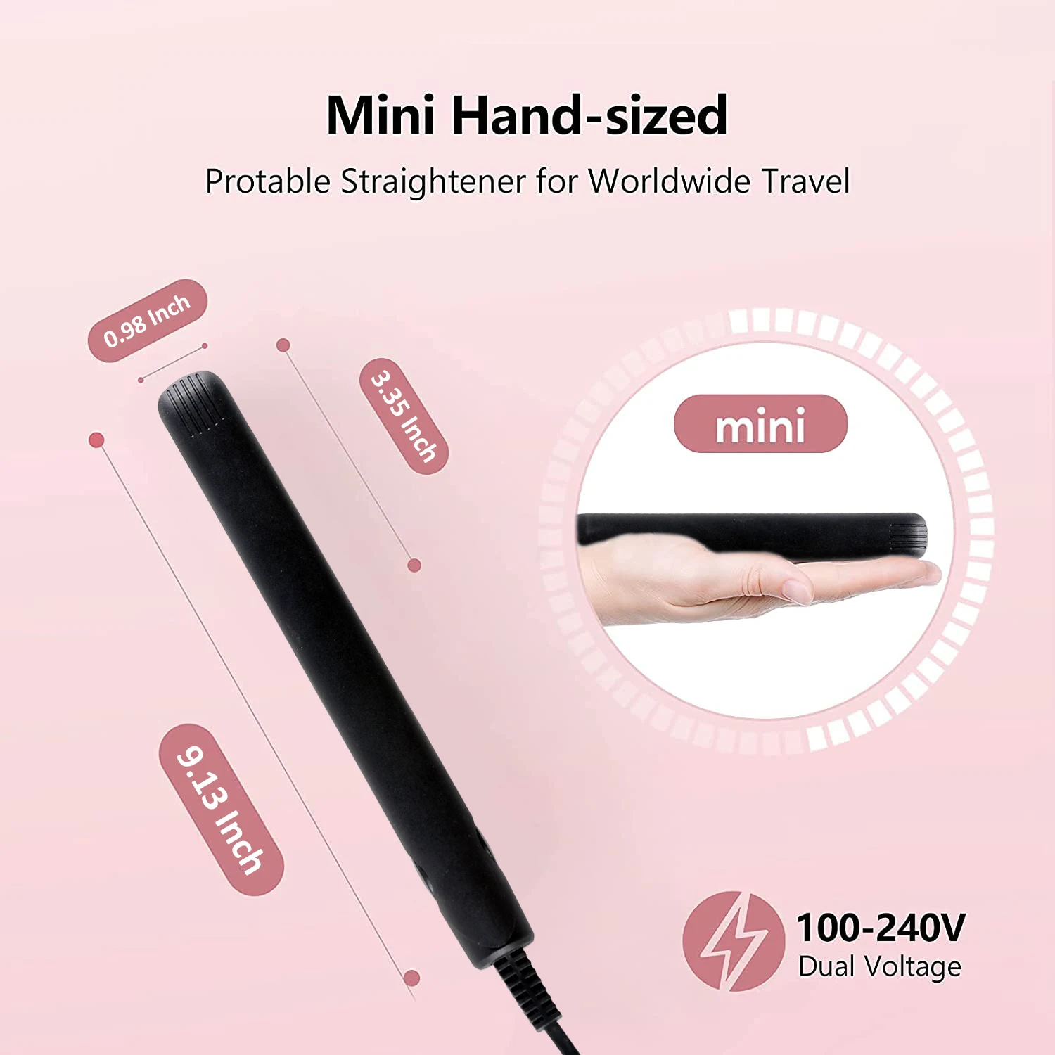 Hair Straightener Curler Portable Traveling Electric Mini Flat Iron Hair Straightener