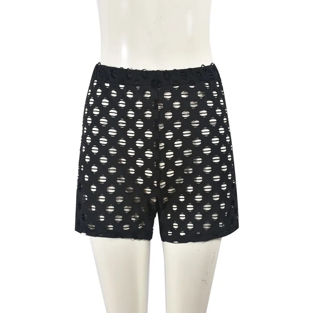DL9008 2024 Summer elastic waist fashion breathable sexy shorts for women high cycling shorts with hollow black shorts for women