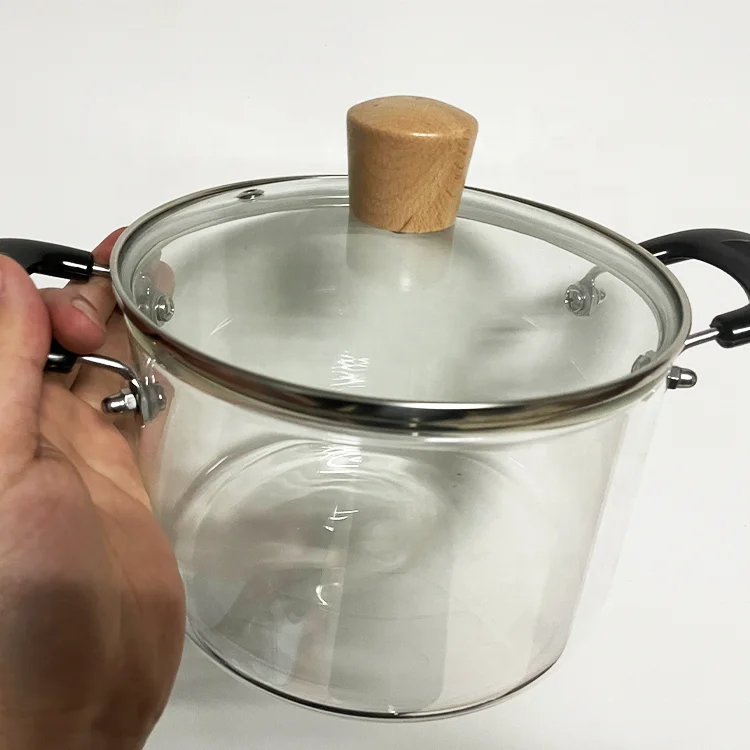 Big Size Clear Heat Resistant 2.5L Glass cooking Pots to Cook on Fire