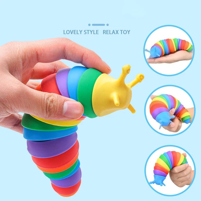 Kids Adults Stress Reliever Articulating Sticky Stretch Stim Fidget Slug Hand Sensory Toy  3d Fidget Slug Toys