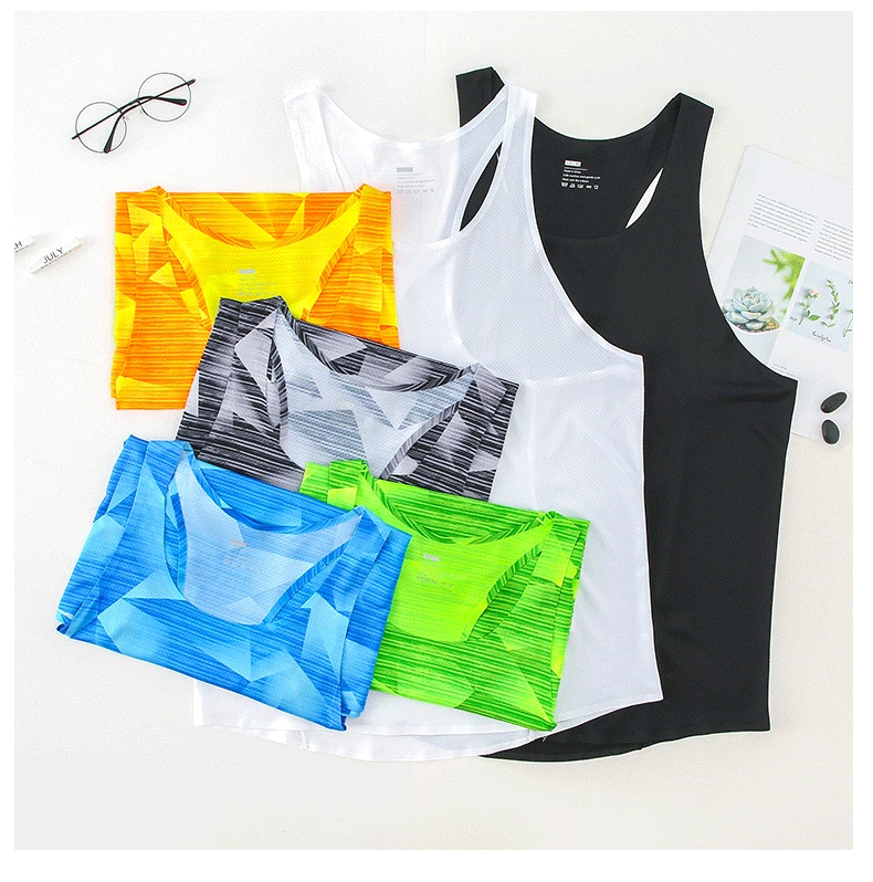 Custom Printing Welded Mens Quick Dry Racer back Running Singlet Running vest Running sleeveless shirt