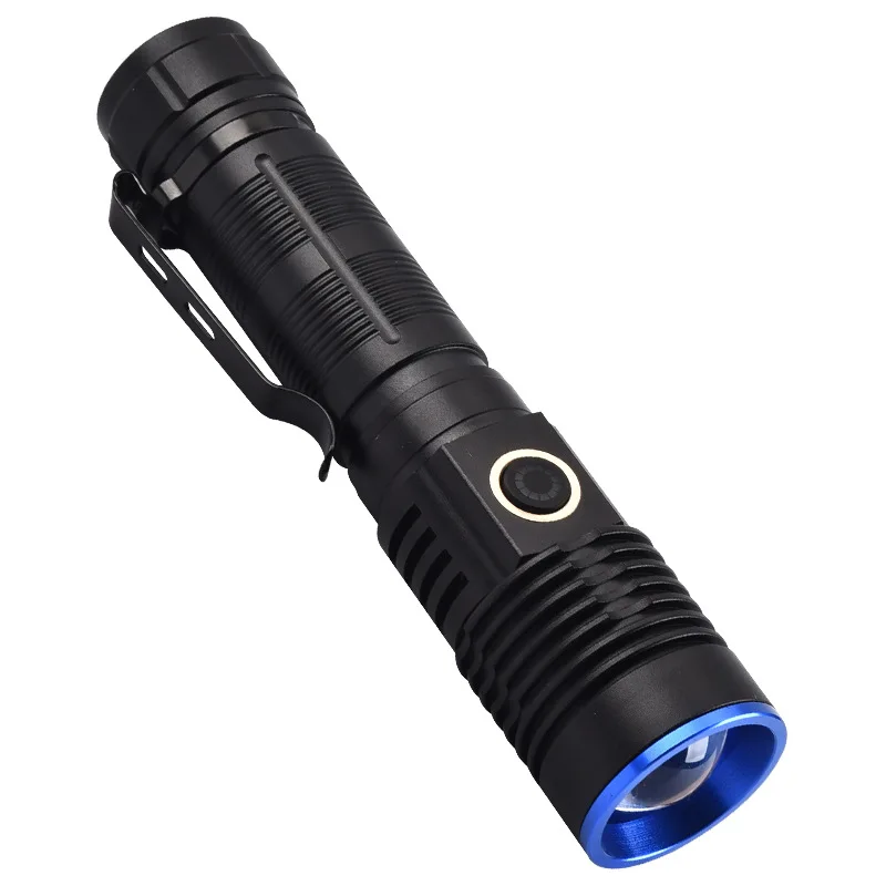 White Laser Power Bank with Tail Magnet, Telescopic Zoom, Rechargeable via USB, LED Tactical Torch for Outdoor - Flashlights
