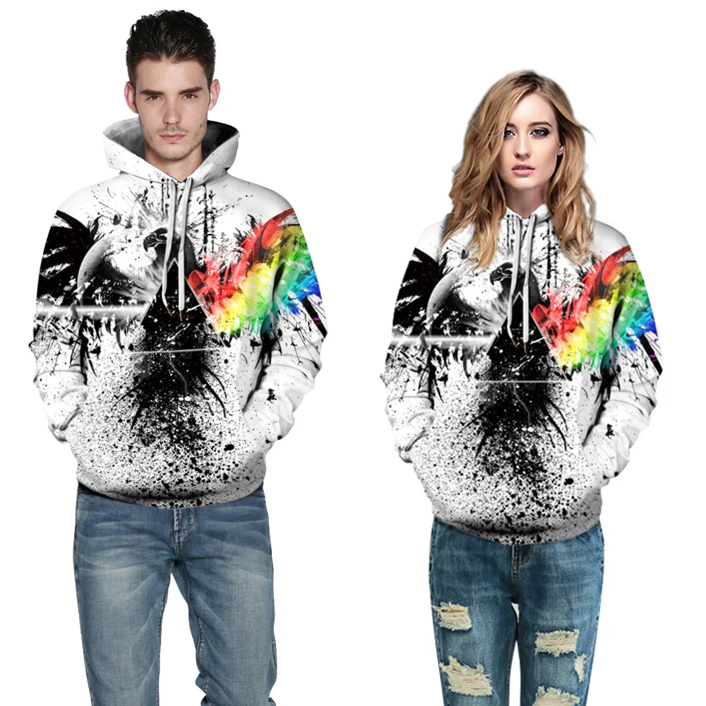 ZACAVIA Star Smoke Color Ink Digital Printing Hoodie Pullover Couple Baseball Jacket Hoodie for Women and Men