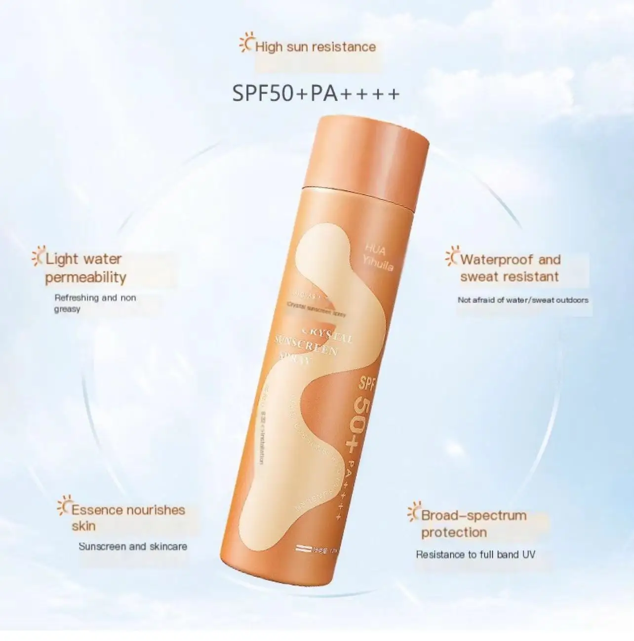 Sunscreen Spray Isolation Concealer Line Sunscreen Lotion OEM/ODM Hui La Crystal SPF50 + PA + + + + 120ml Thin Sunscreen Purple