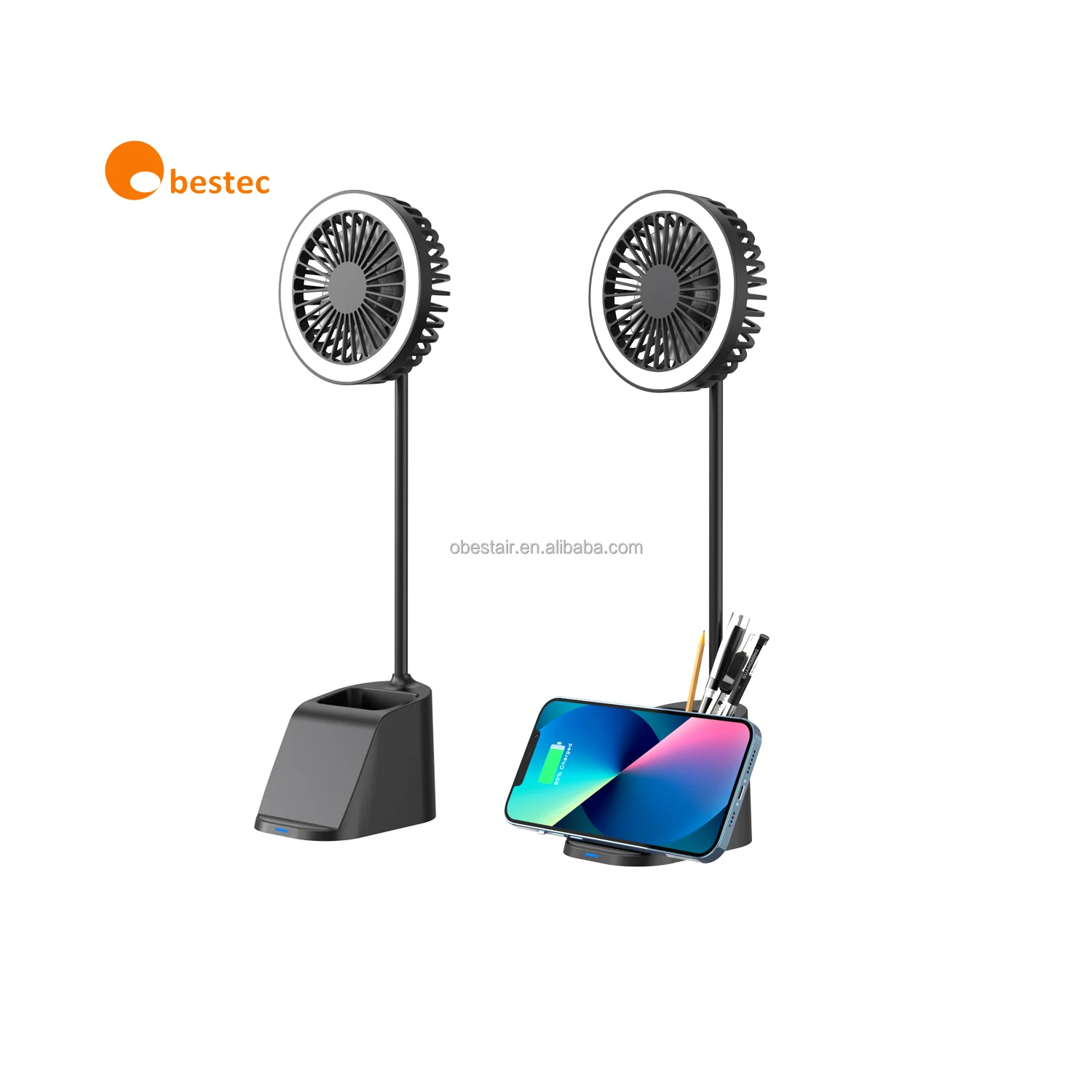 3D Hologram Fan Projector Display Touch Night Light With 10W Wireless Charger Holographic Decor Table Lamp For Gift