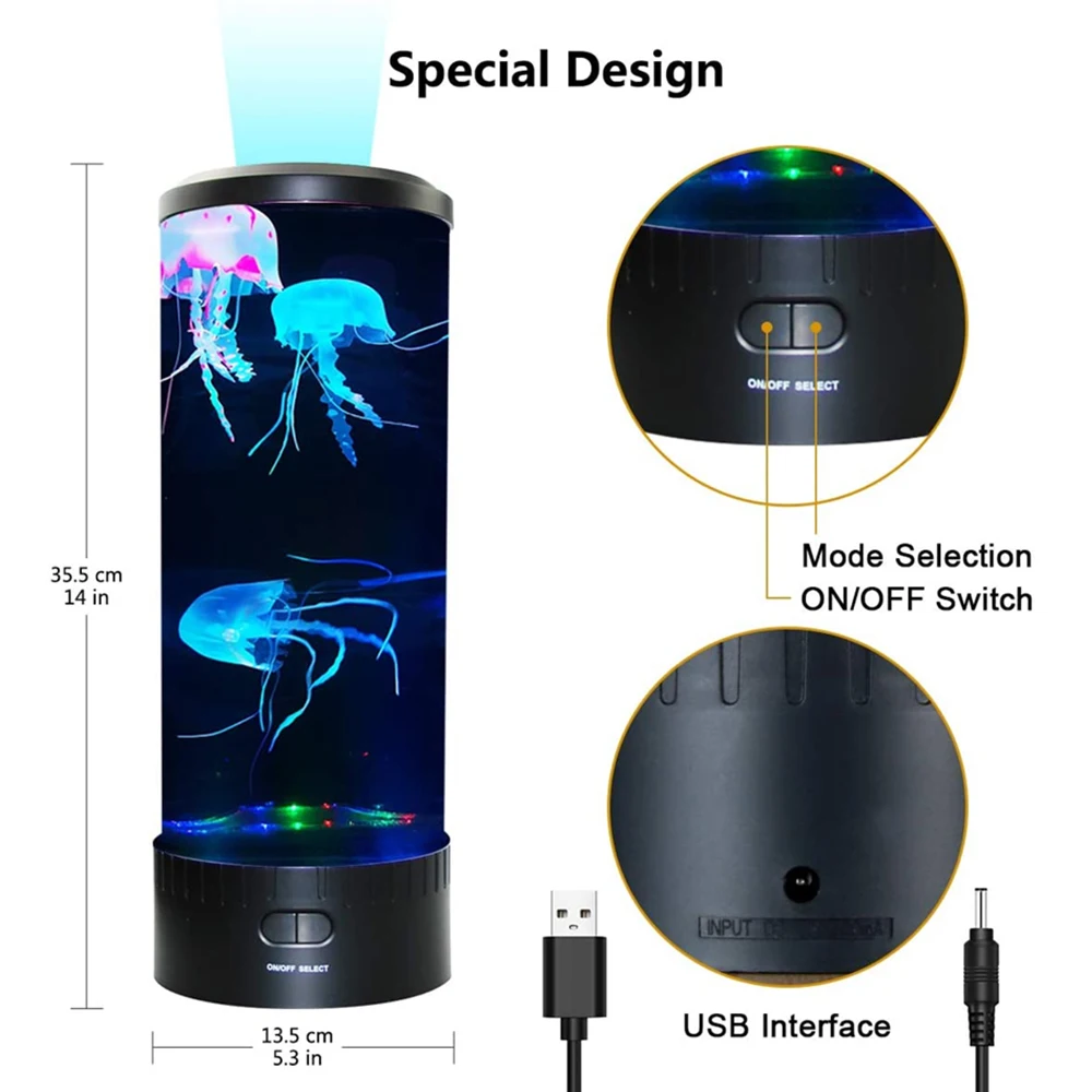 Factory Wholesale Hot Sales Night Light Color Changing Mood led fantasy remote control jellyfish lamp