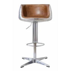 Классический винтажный барный стул из натуральной кожи в стиле авиации, регулируемый, для кухни, островка, паба