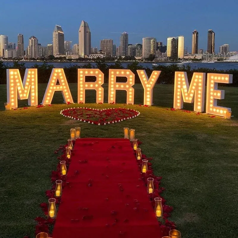 MARRY Anniversary Decoration Light up Bulb Sign for Wedding Birthday Surprise ME Signs Large Marquee Letters 3ft LED 30 60 50000