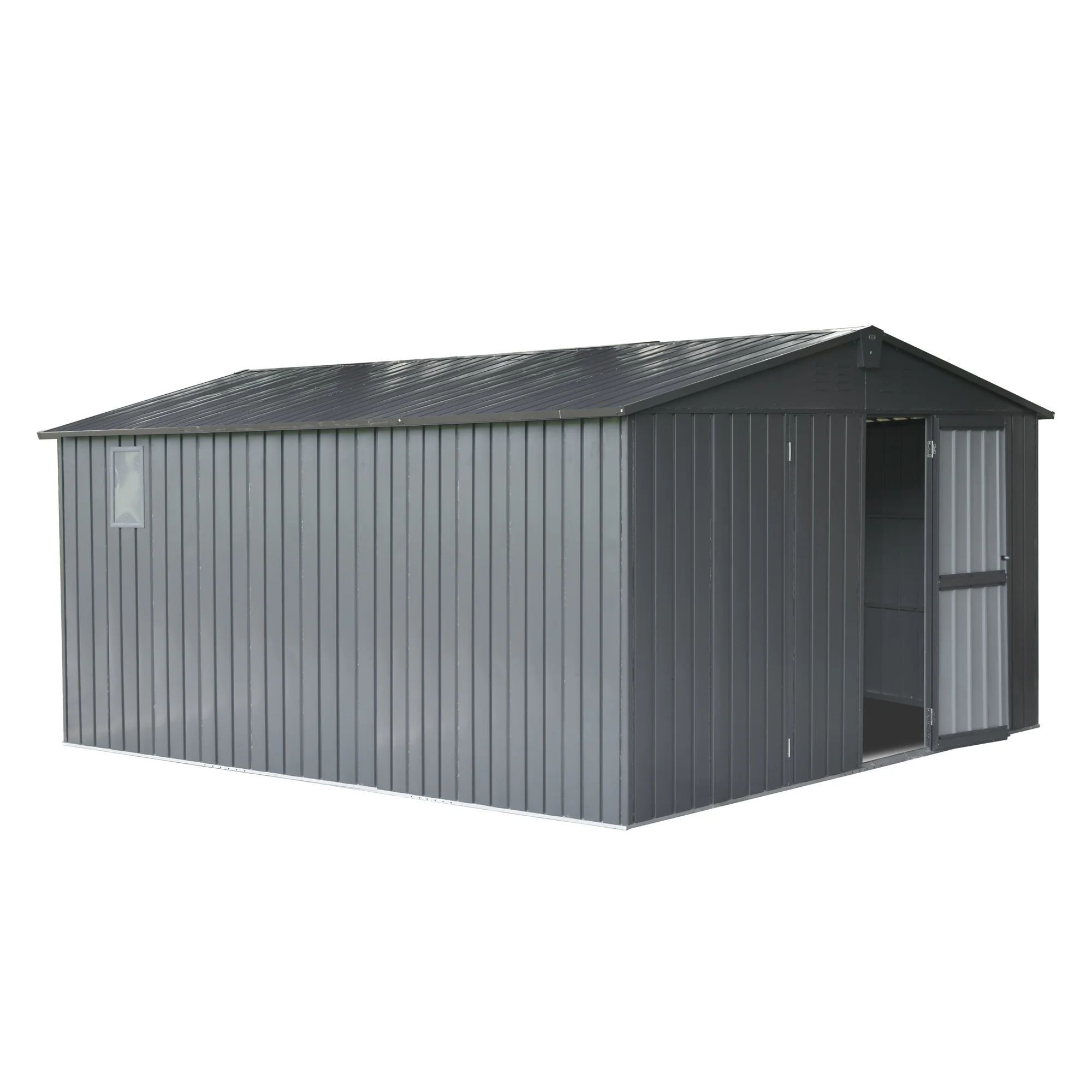 11 * 12.5 FT Outdoor Garden Shed Metal Utility Tool Storage Room with Lockable Door for Patio(Dark Gray)