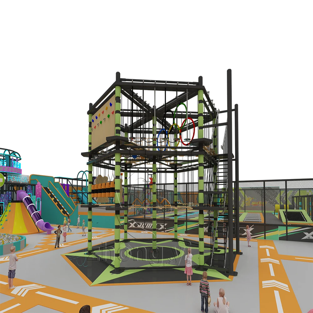 China custom commercial big indoor jump park playground trampoline park with ninja warrior course