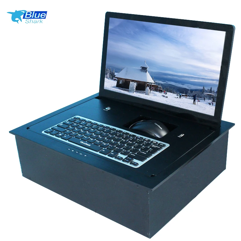 desk hidden pop up lcd monitor lift mechanism LCD flipper for conference table