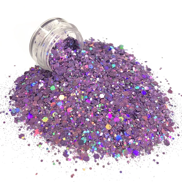 Bulk Wholesale  Eco-friendly Resistant Solvent Holographic Black Chunky Glitter