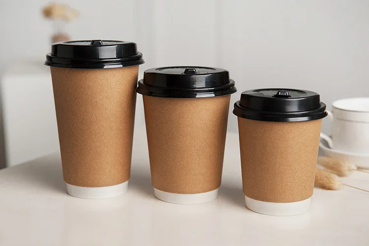 Промоакция, Высококачественная коричневая одноразовая бумажная чашка для кофе из крафт-бумаги с двойными стенками