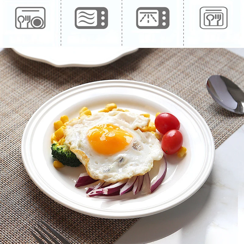 French Ceramic Embossed Tableware Plates Combination Tableware Household Full Set Creative Western Pasta Plate Soup Bowl