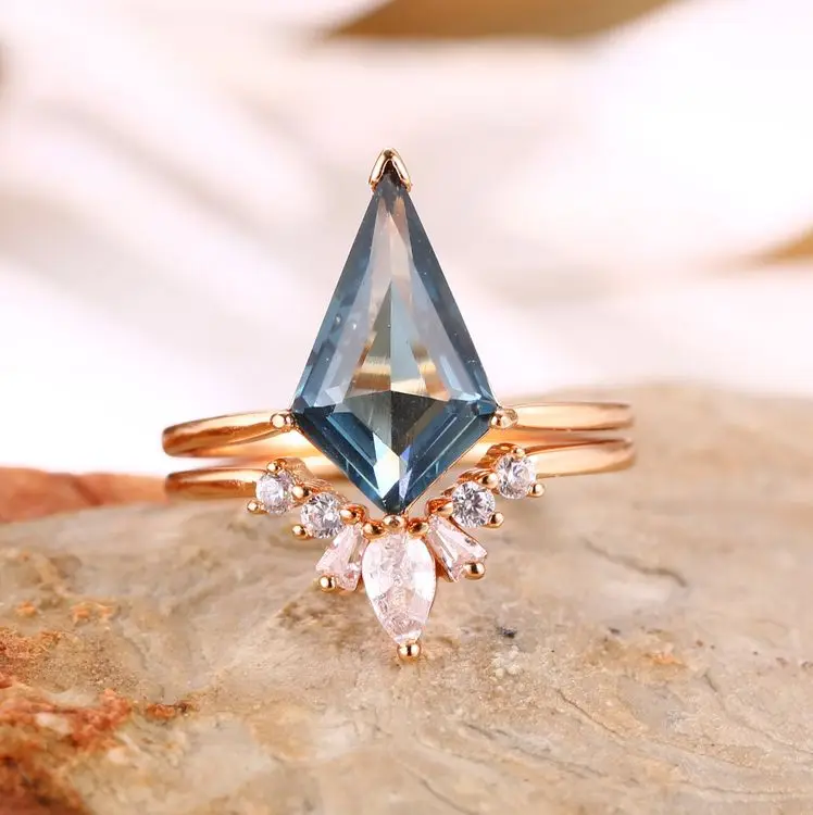 Hot Sale Fashion Jewelry Rings 925 Silver Brass Crystal High Quality Two Pieces Gold Plated Rings