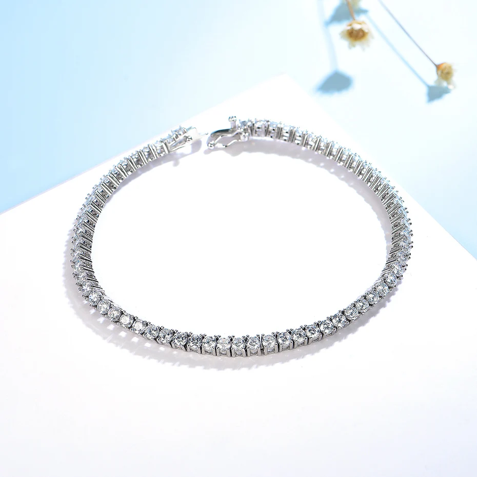 Fashion Round 2.0mm 2.5mm 3.0mm Charm Luxury Bracelet for Engagement Gifts Solid 925 Sterling Silver Tennis Bracelets