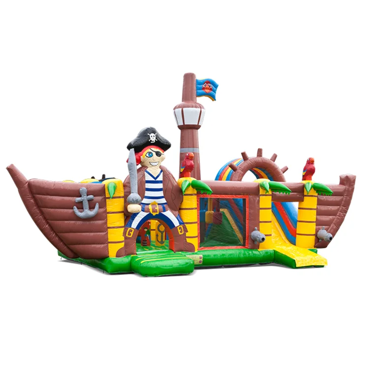 moonwalk commercial inflatable bouncy pirate ship jumping castle house with slide for sale