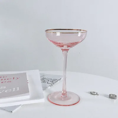 amazon top seller product Pink Champagne Saucer Glass 150ml cocktail elegant bar cup kit set glass unique