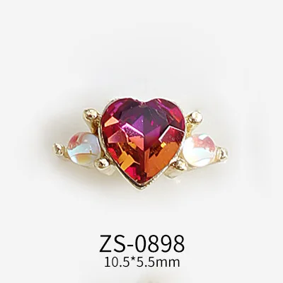 Wholesale Newest Love Heart Shape Nail Rhinestone  Red Pink Green Studs Diamonds Drills Alloy Manicure DIY Deco Tools