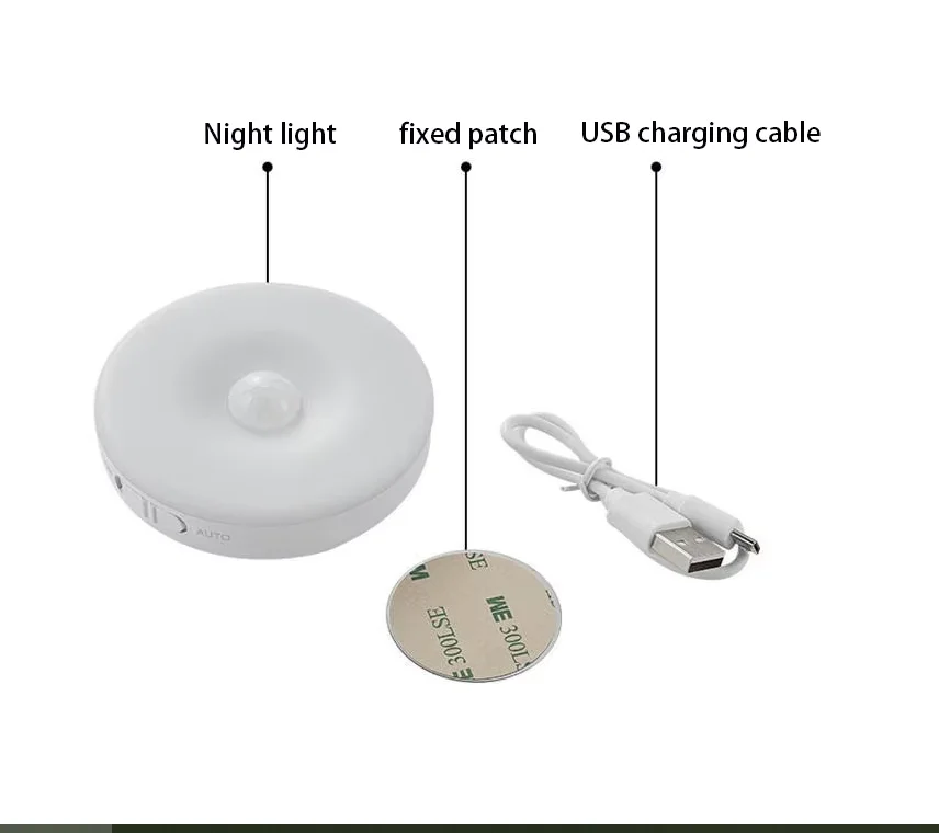 Wireless Human Body Induction Light Rechargeable Intelligent Automatic LED Night Light Magnetic Suction Self-adhesive Wardrobe
