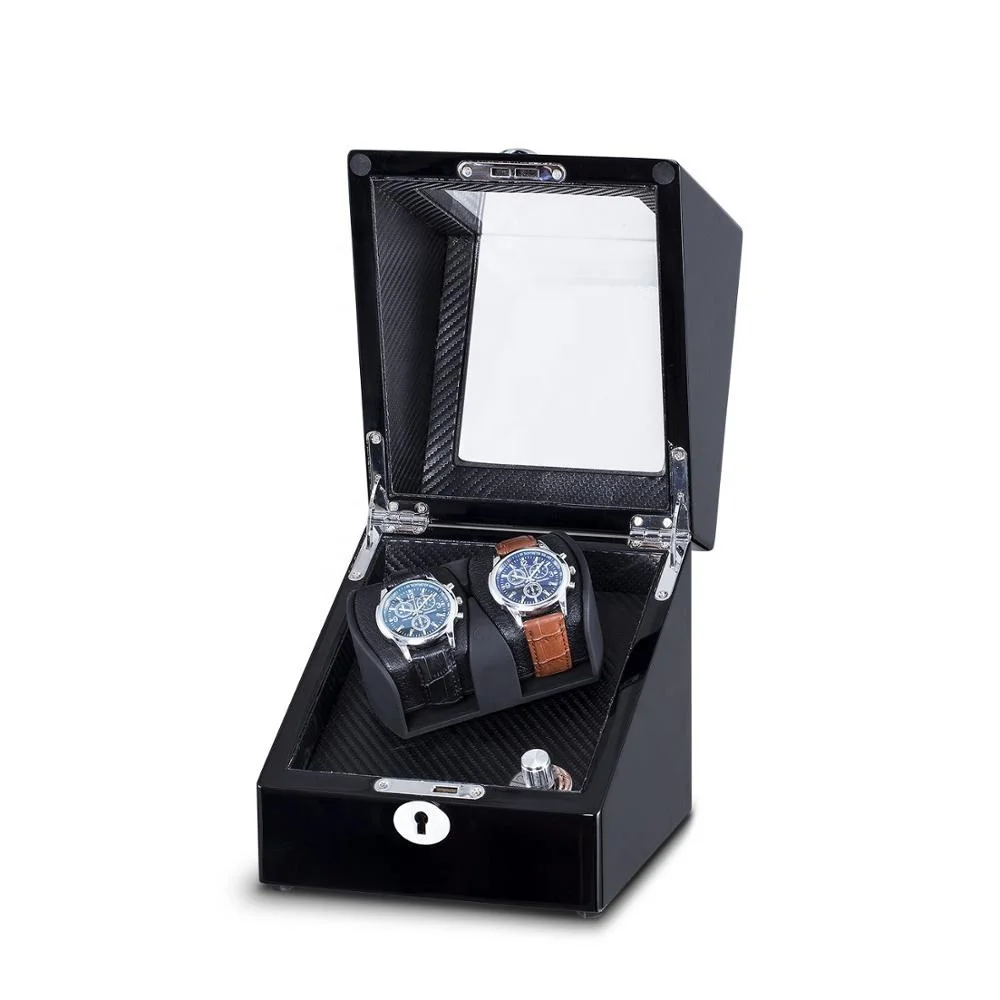 Custom 2 watches boxes packing watch winder auto rotation wood single watch winder