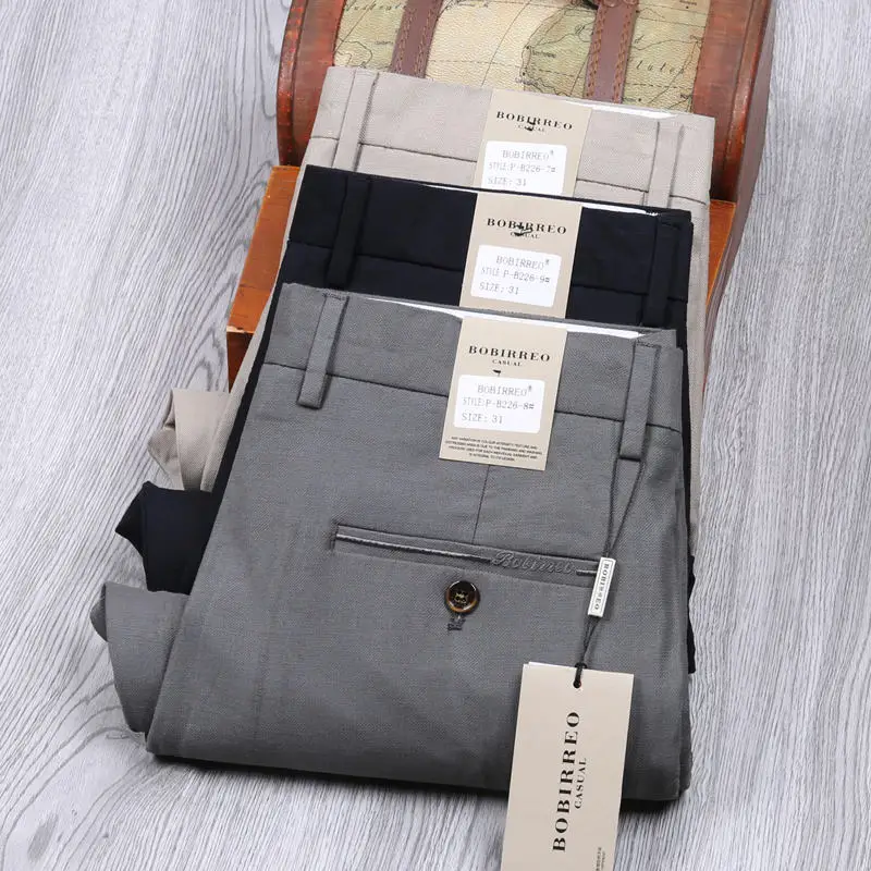 High Quality Men Pants  Comfortable Breathable Cotton Casual Thin Business Wedding Suit Trousers For Men