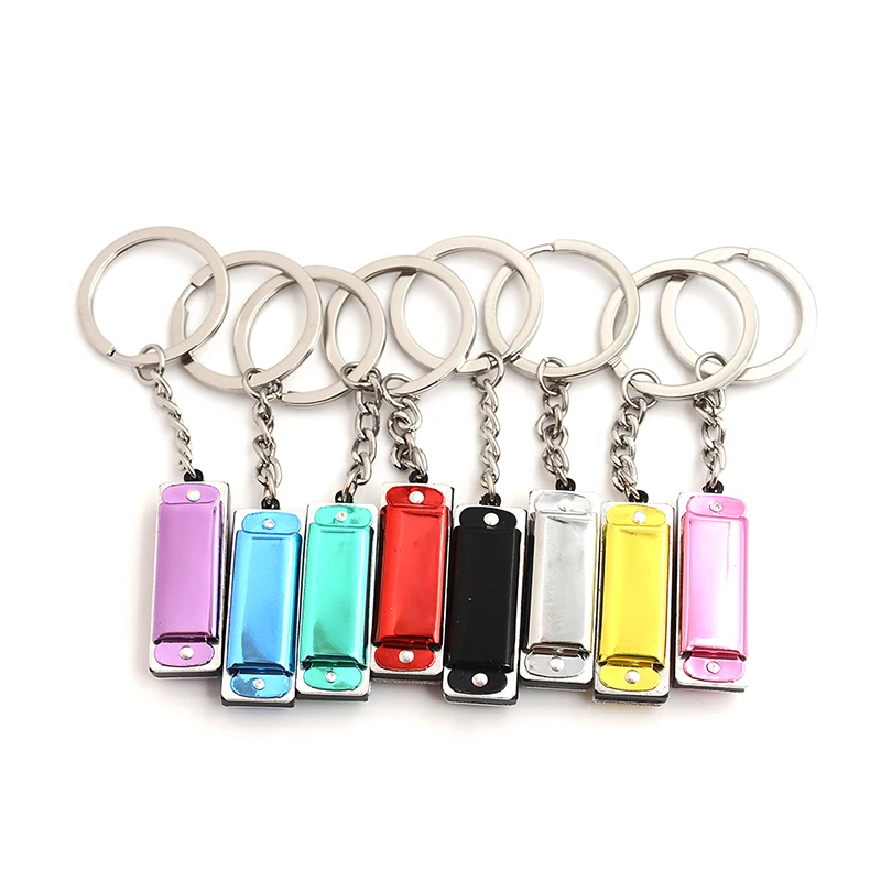 Keychain Harmonic Harmonica Mini 4 Holes 8 Tone Harmonica Keychain Key#KQ-02