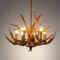 High quality vintage rural pendant light  retro antler chandelier antique industrial resin lamp for hotel hallway